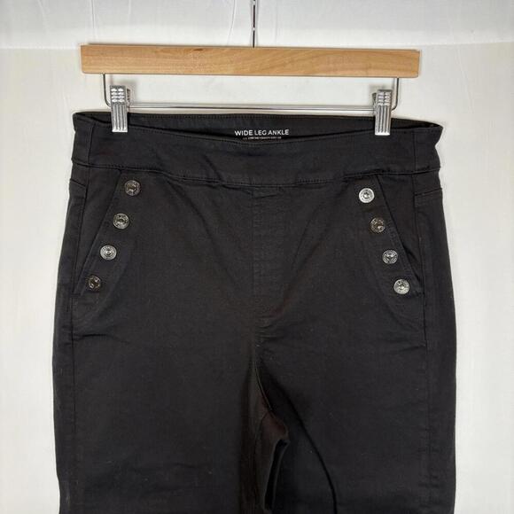 Chico's Black Wide Leg Stretch Pull on Black Denim Jeans Size: 10 - Picture 5 of 9